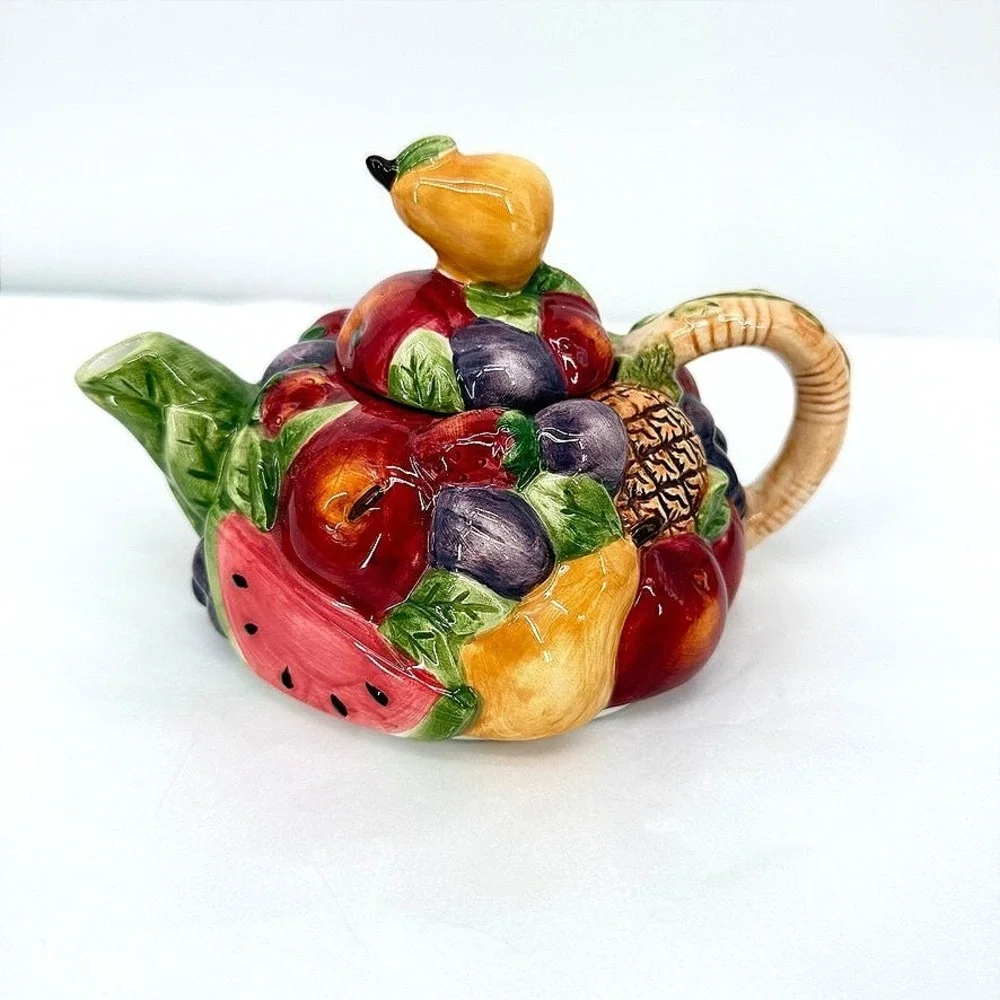 Susan Winget JCPenney Fruit Teapot Colorful Cottagecore Maximal‎ Ceramic Decor
